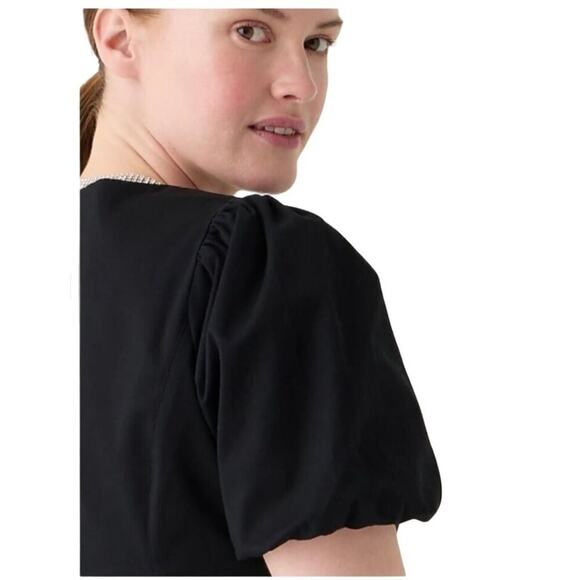 NWT J.Crew Button Front Puff Sleeve Mini Dress Black Size 4 - Picture 2 of 12